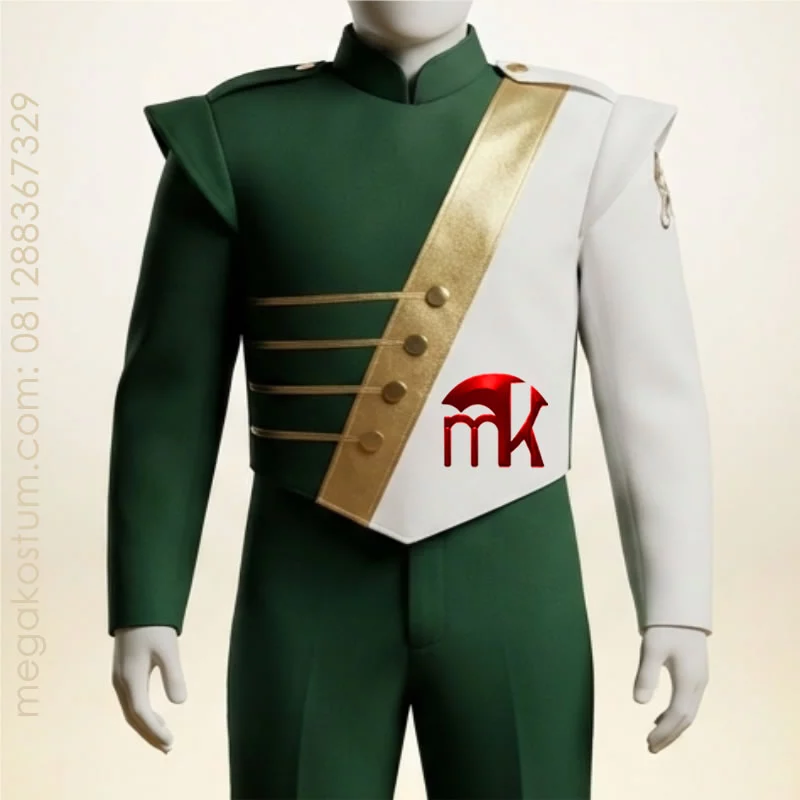 kostum-drumband-hijau-putih-emas