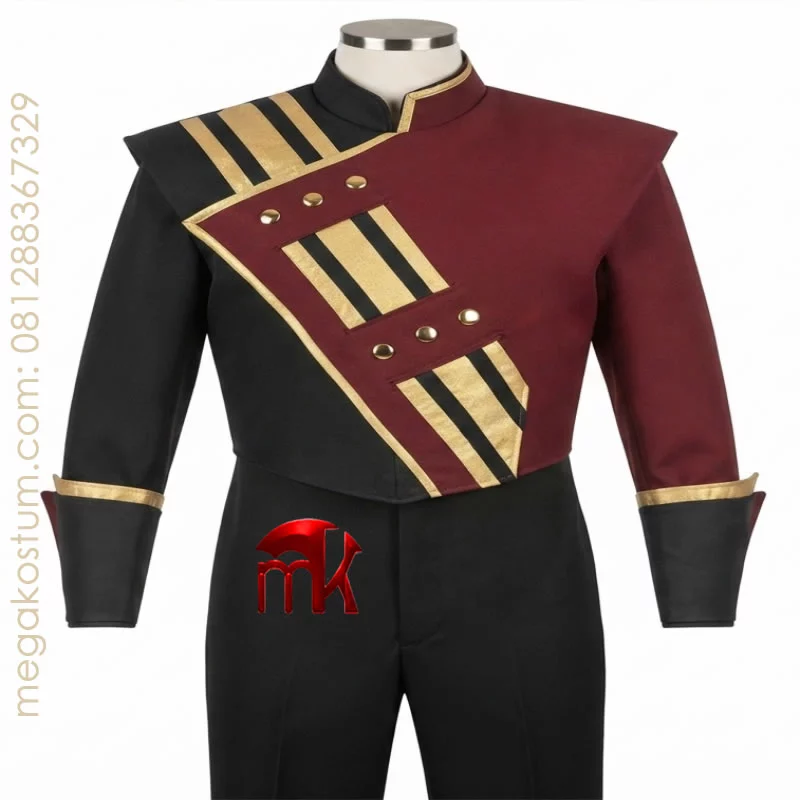 kostum-marchingband-hitam-marun-emas