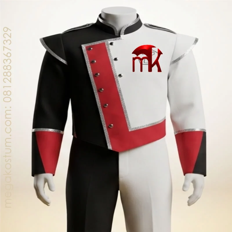 seragam-marching-band-hitam-putih-aksen-merah