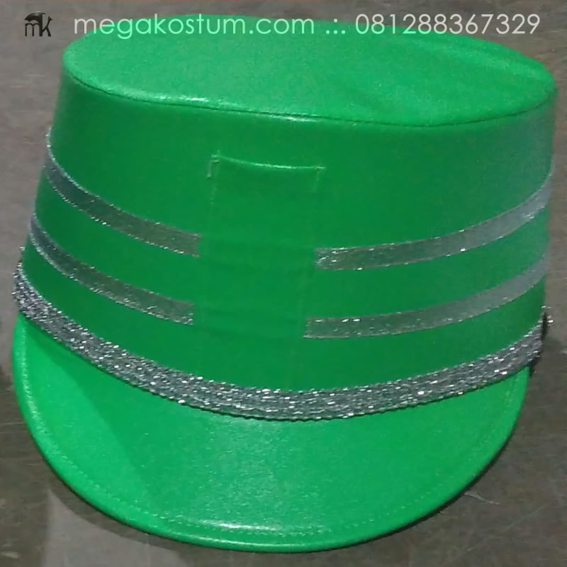 topi-drumband-hijau-muda-garis-silver