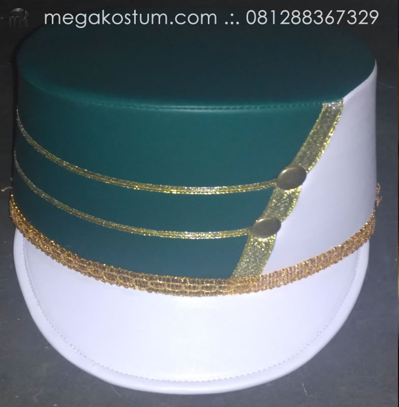 topi-drumband-hijau-tua-garis-gold