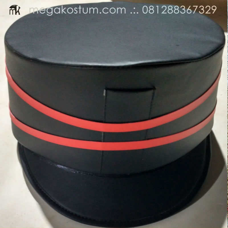 topi-drumband-hitam-garis-merah