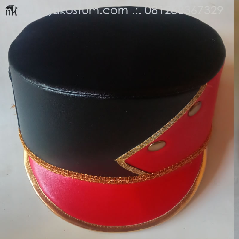 topi-drumband-hitam-pola-merah