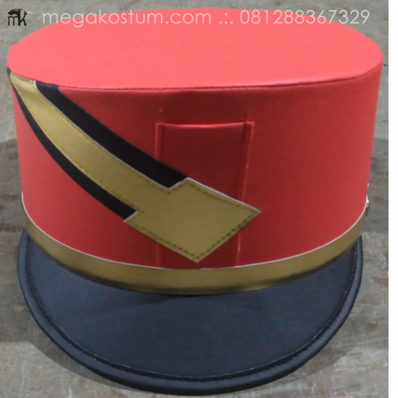 topi-drumband-merah-pet-hitam-strip-gold-mewah