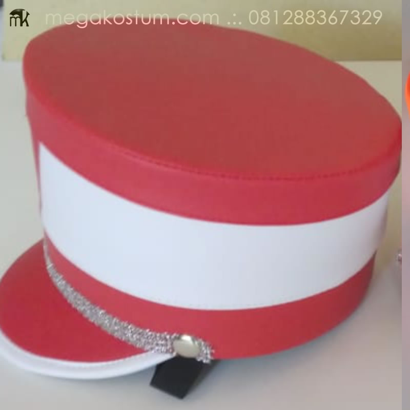 topi-drumband-merah-putih-renda-silver