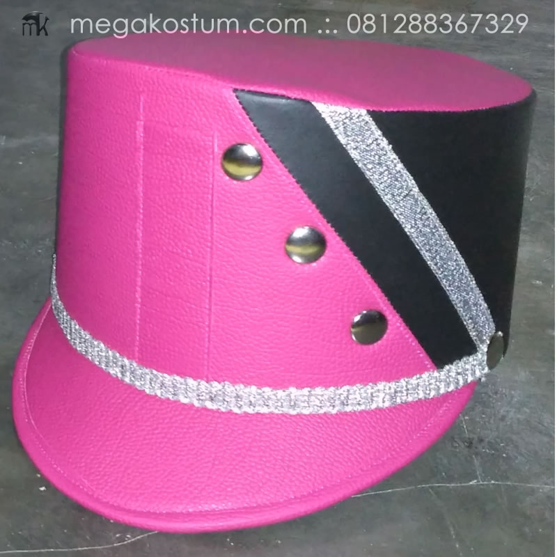 topi-drumband-pink-hitam-kombinasi-silver