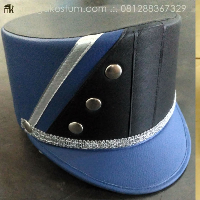 topi-marching-band-biru-tua-pola-silver