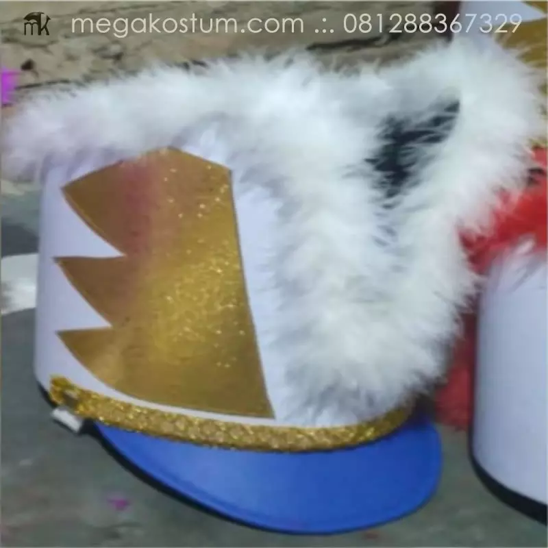 topi-mayoret-bulu-putih-biru-gold