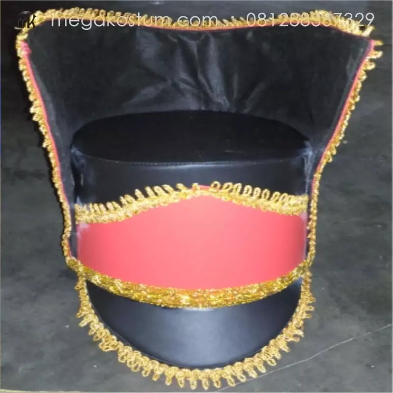 topi-mayoret-hitam-merah-renda-emas