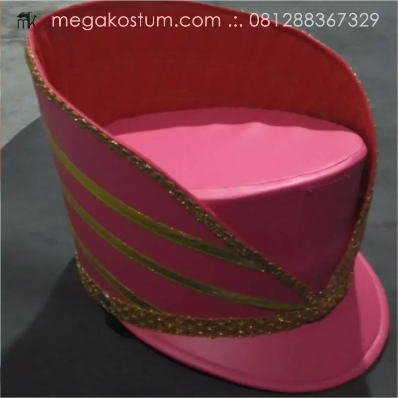 topi-mayoret-marching-band-pink-garis-emas