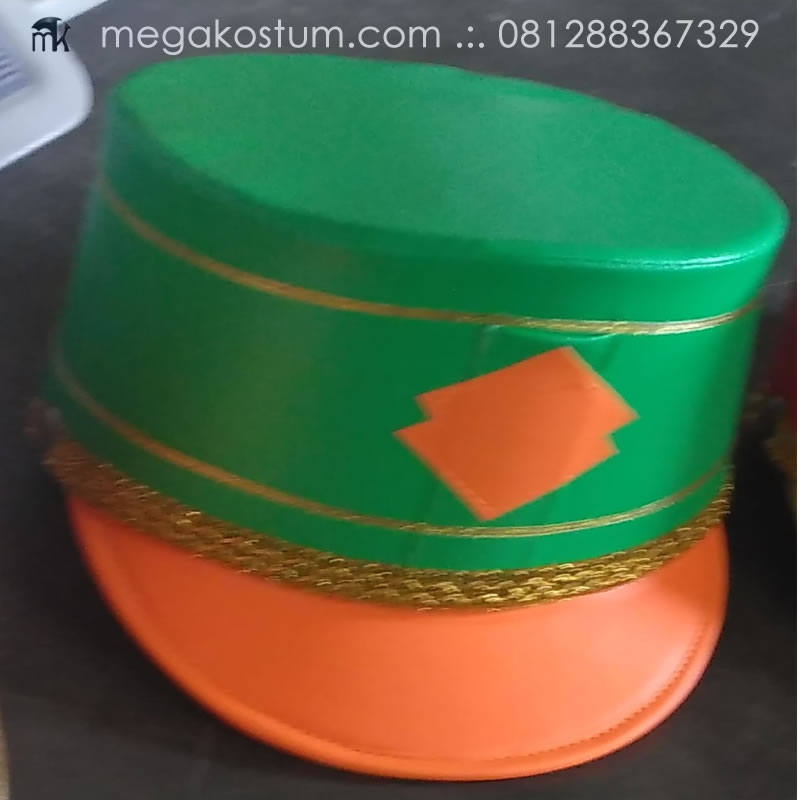 topi-pasukan-drumband-hijau-oranye-diamond