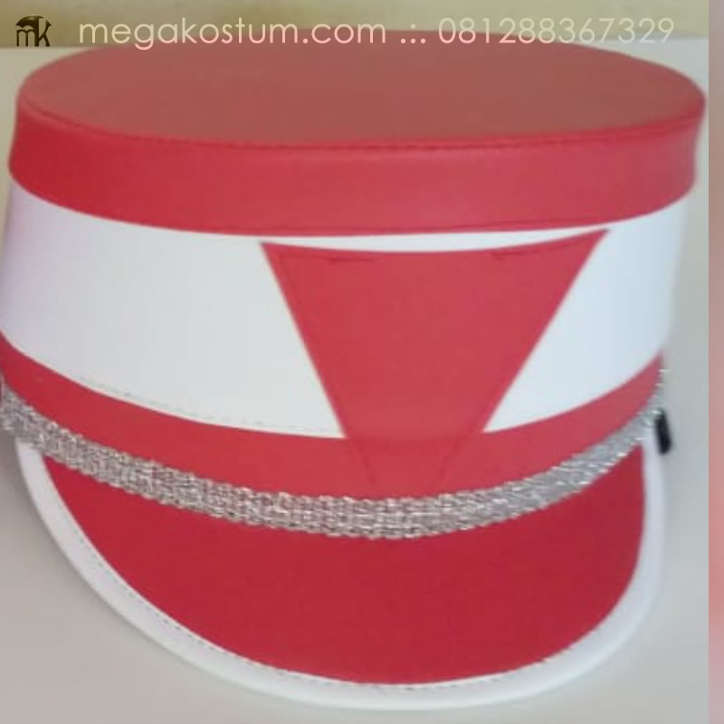topi-pasukan-drumband-merah-motif-segitiga