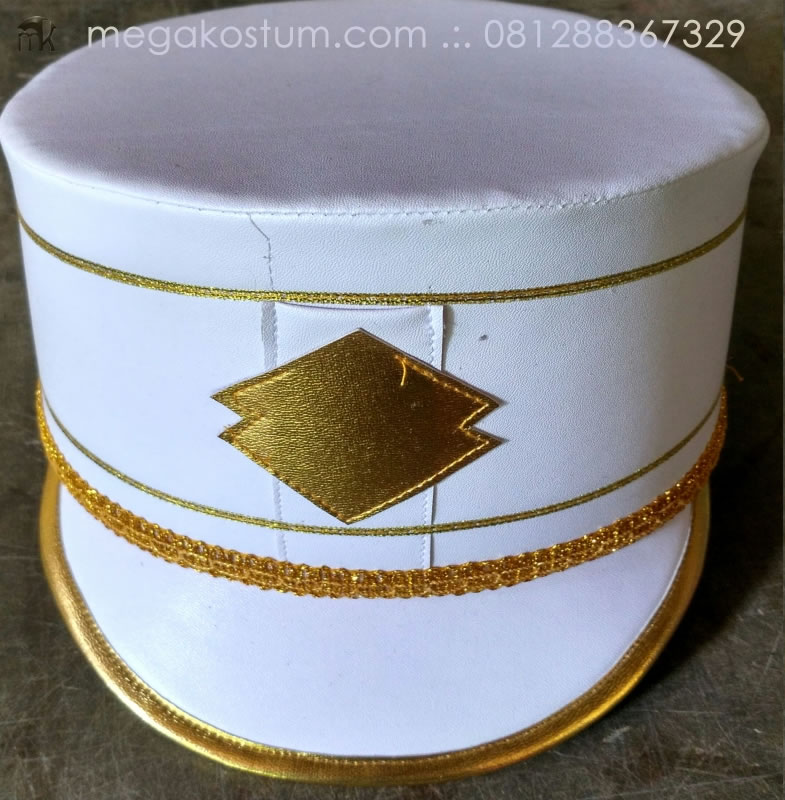 topi-pasukan-drumband-putih-motif-diamond-gold